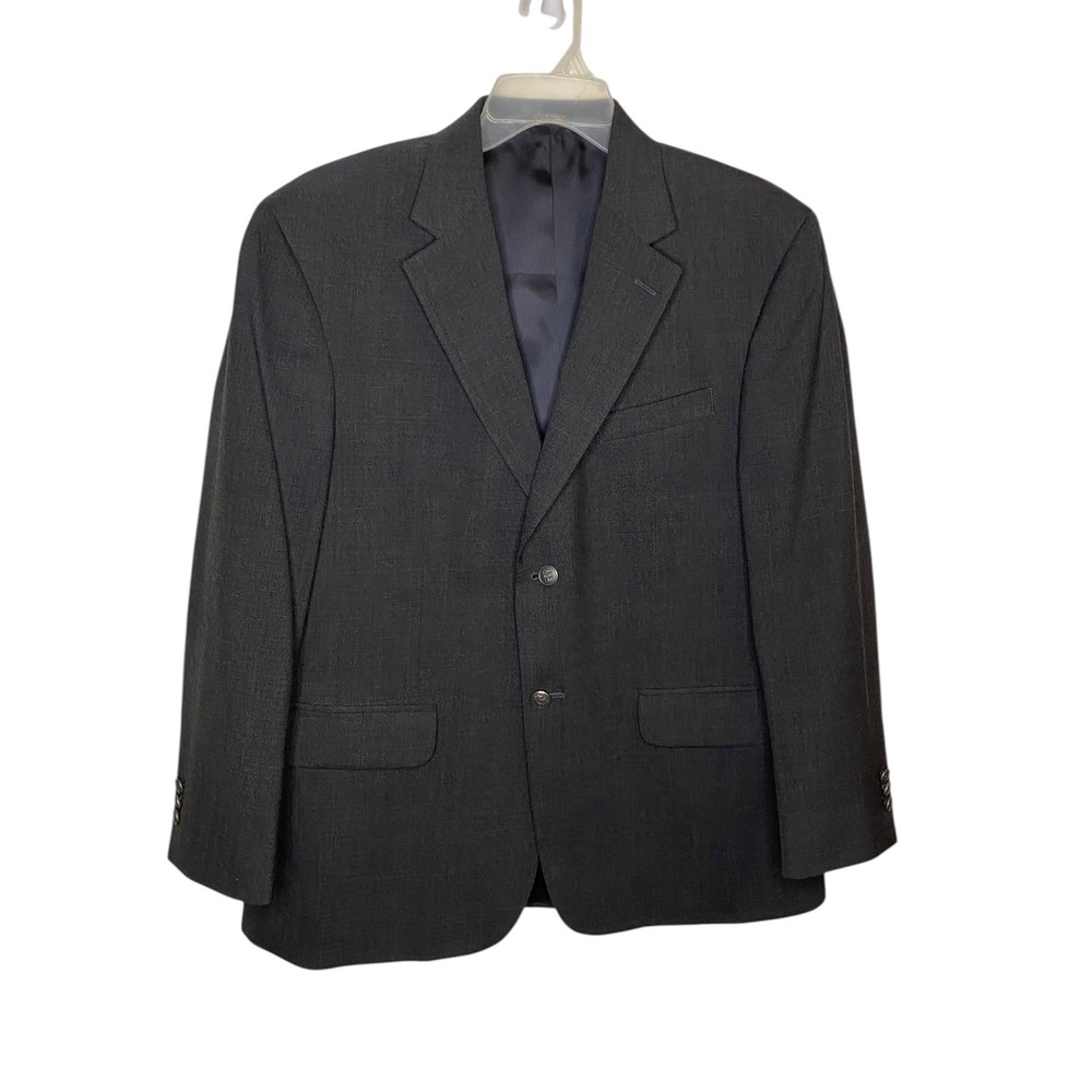 Stafford Mens Blazer 42S Charcoal Gray Wool Blend Silver Button Sport Coat
